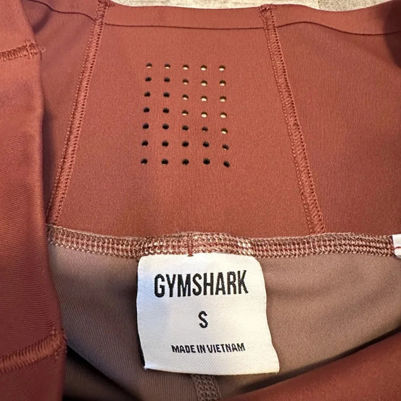 GYMSHARK Legacy Euphoria Leggings in Mauve / Red / Pink Size Small - Raw Hem - Picture 3 of 5